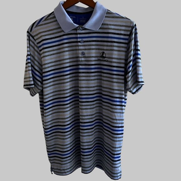 Antigua Shirt‎ Mens L Large Striped Desert Dry Golf Pullover Polo 1/4 Button Up - Picture 1 of 9